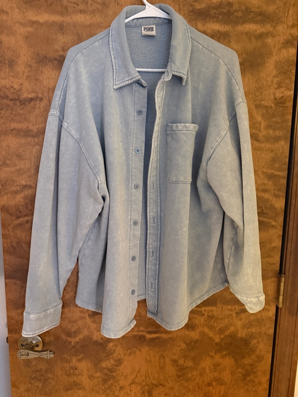 PINK Victoria's Secret Washed Light Blue Shirt Jacket Shacket - Medium